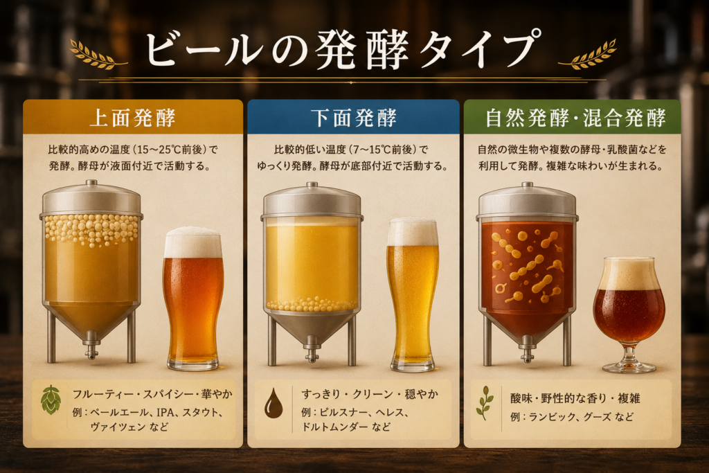 ビールの発酵タイプ図解