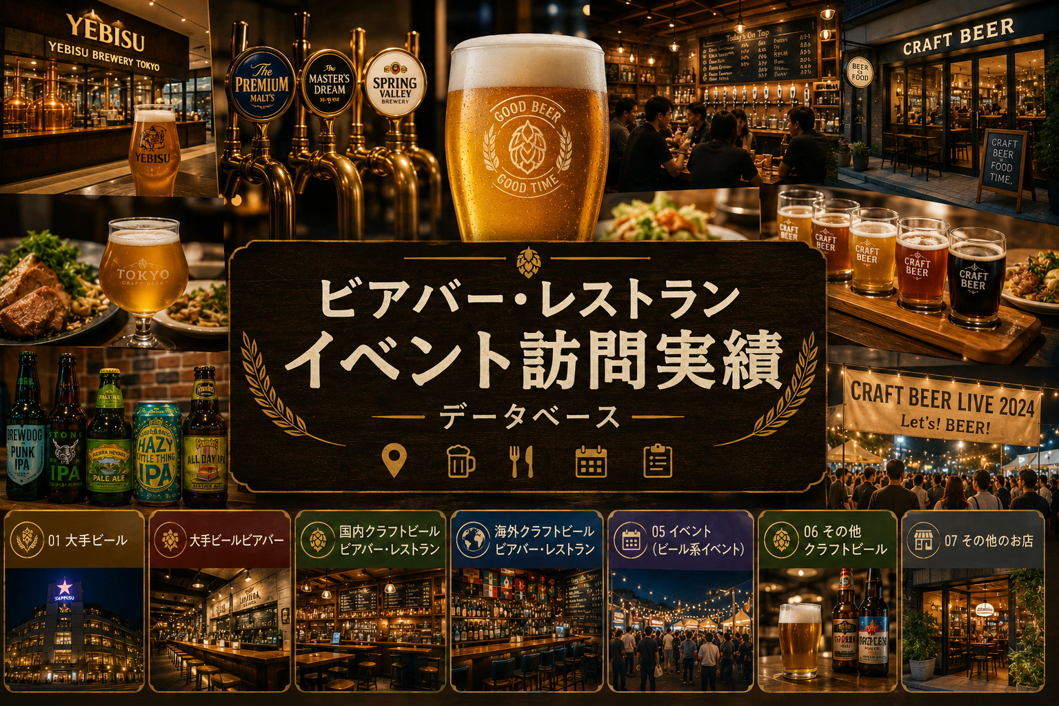 ビアバー（クラフトビール等）・レストラン、イベント訪問、参加実績データベース（随時更新）