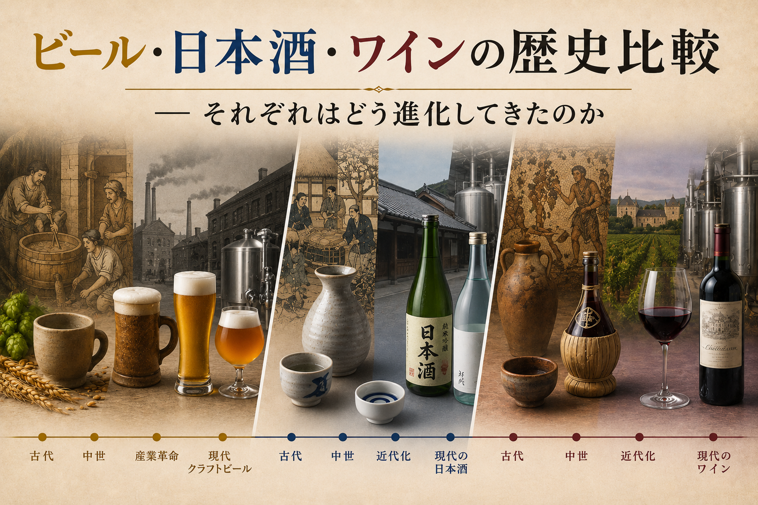 ビール・日本酒・ワインの歴史比較 ― それぞれはどう進化してきたのか【12】