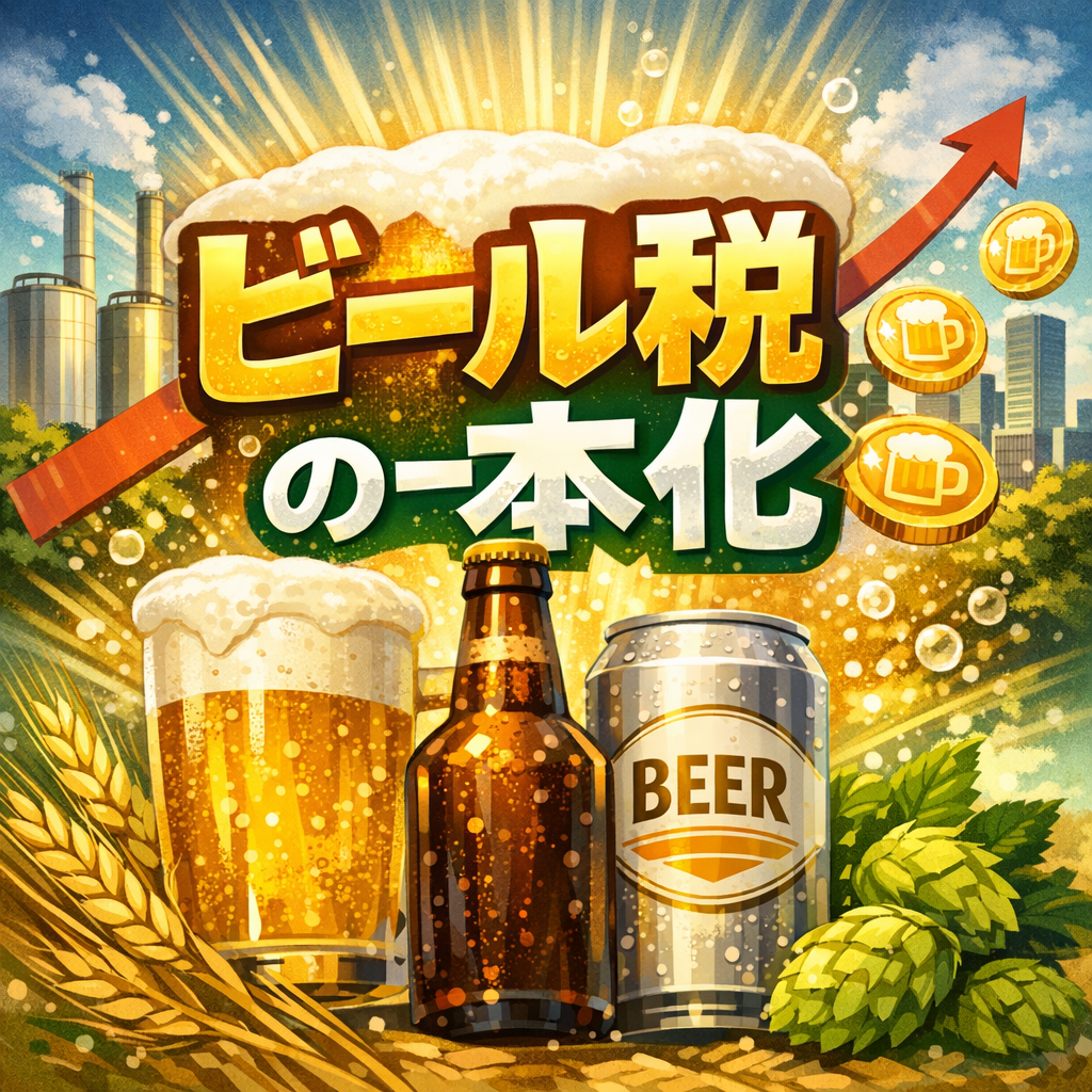 ビール税の一本化による制度変更をイメージで表現した画像