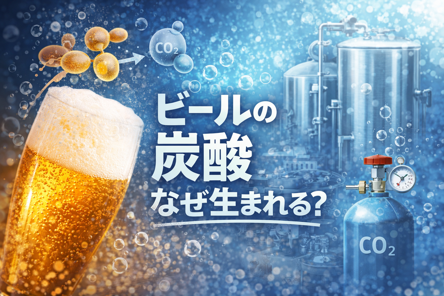 ビールの炭酸はなぜ生まれる？発酵・歴史・強制炭酸の仕組みを解説【B-11-1】