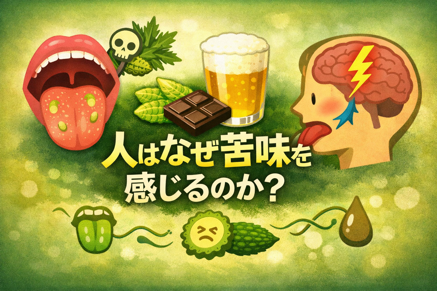 人が苦味を感じる味覚の仕組みとビールの関係を示したイメージ