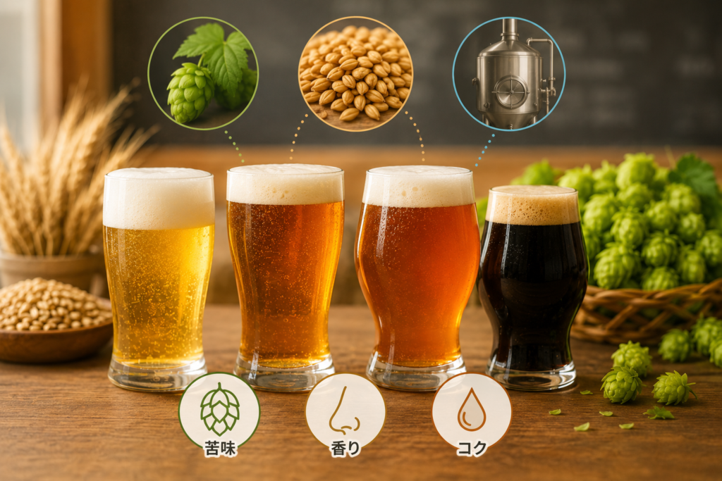 ビールの風味の感じ方のイメージ画像