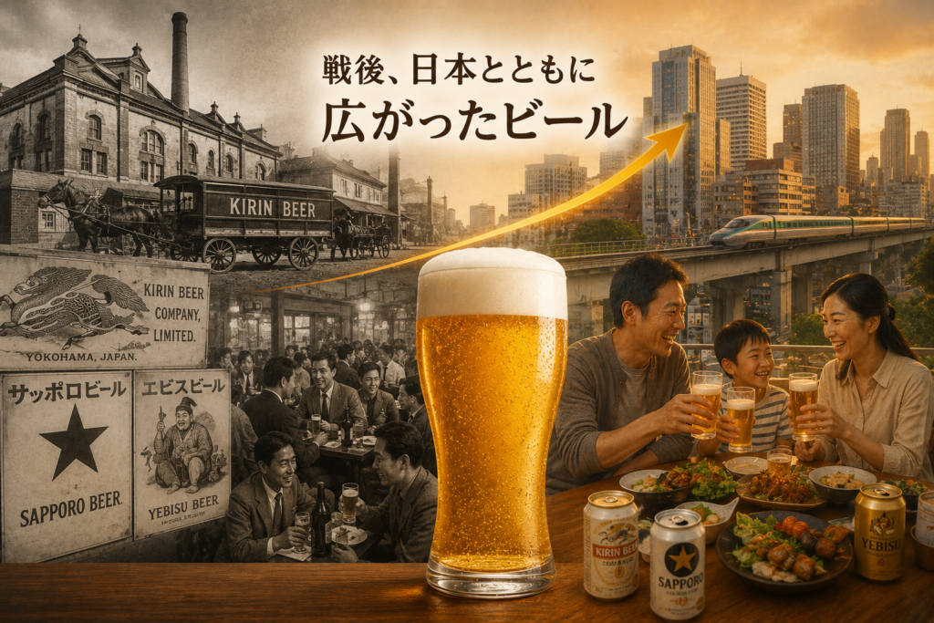 戦後のビールと日本の成長イメージ画像