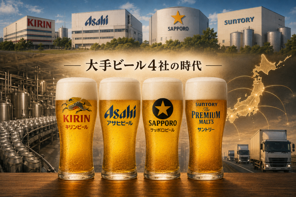 日本の大手ビール4社のイメージ画像