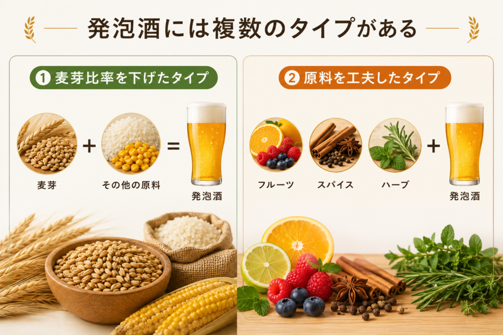 発泡酒のタイプを解説した画像