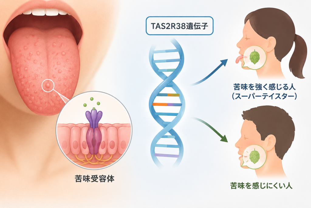 遺伝的な苦味感受性の違いのイメージ画像