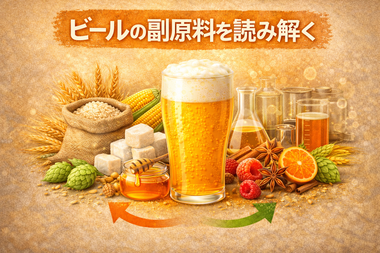 ビールの副原料を読み解く ― 種類・目的・役割まで全体像を整理【B-12-0】