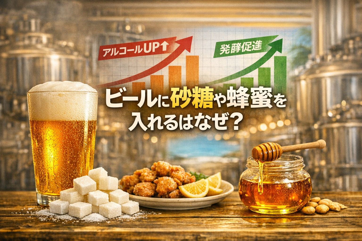 ビールに副原料として砂糖や蜂蜜を入れるのはなぜ？発酵と度数の関係【B-12-3】