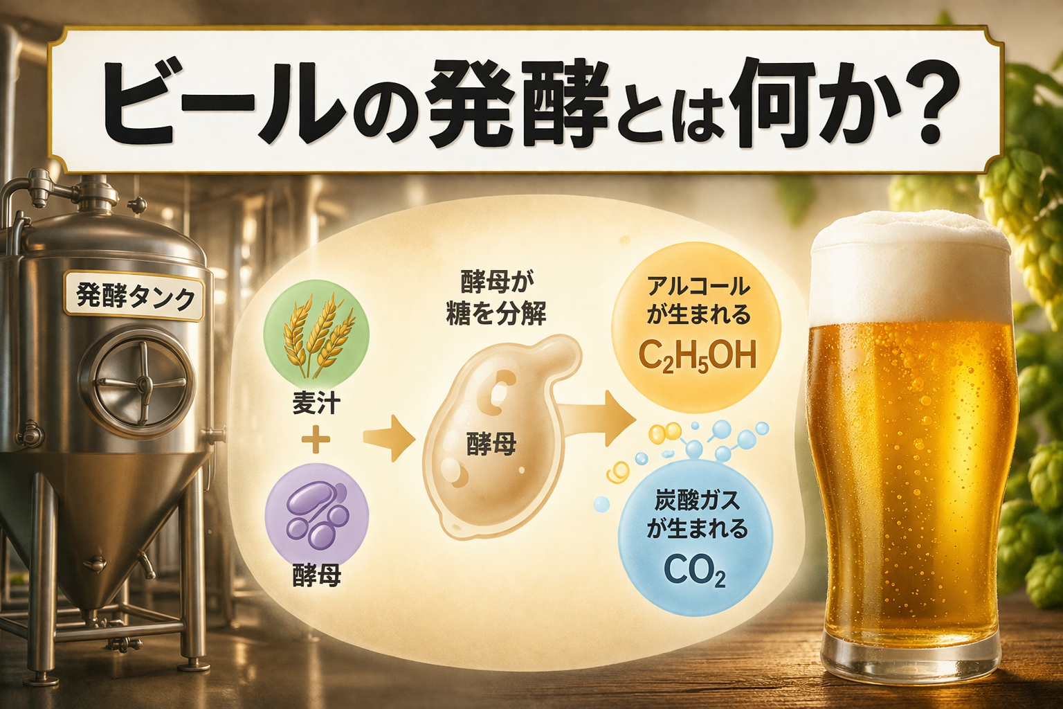 ビールの発酵とは何か？アルコールと炭酸が生まれる仕組みを解説【03-2】