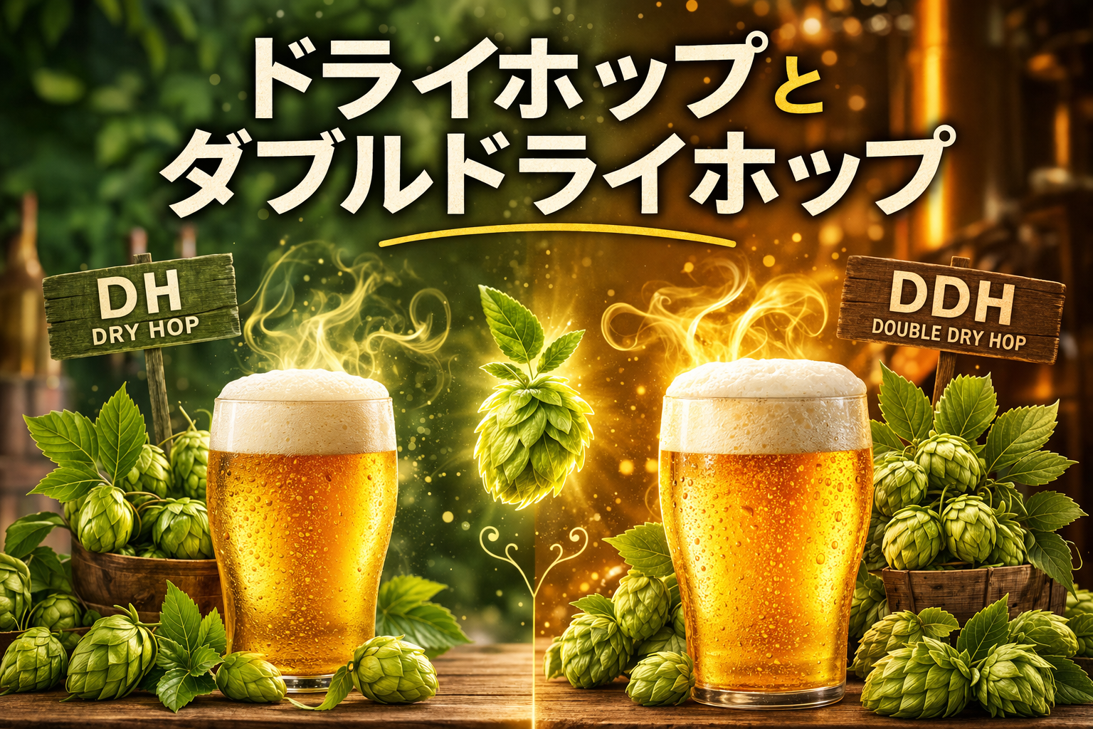 クラフトビール ドライホップ（DH）とダブルドライホップ（DDH）の違いとは？香り・設計・味わいを解説【06-5-1】