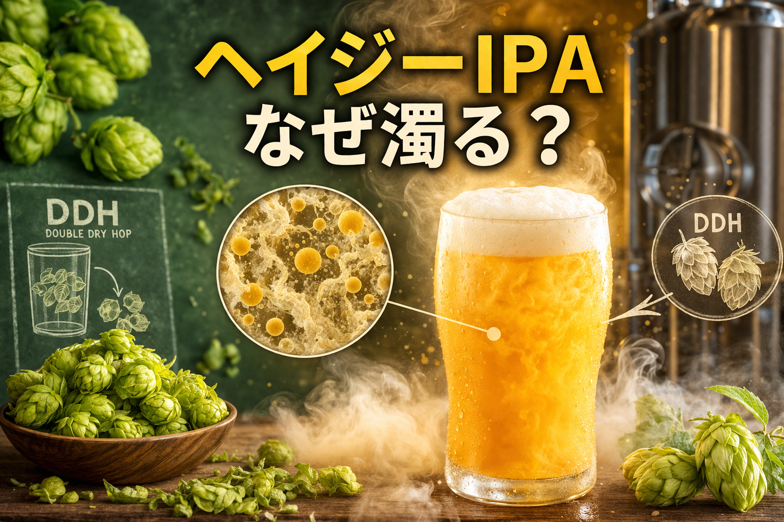 ヘイジーIPAはなぜ濁る？DDH（ダブルドライホップ）と濁りの関係をわかりやすく解説【06-5-2】