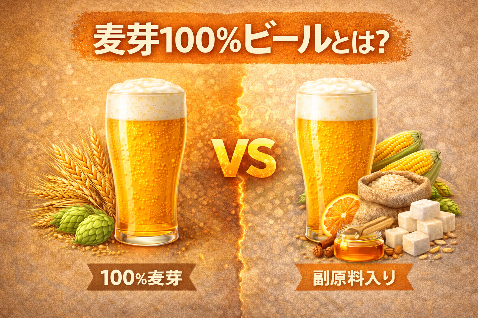 麦芽100%ビールとは何か？副原料入りビールとの違いと意味を整理【B-12-9】