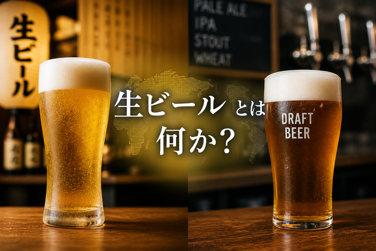 日本と海外で意味が異なる生ビールをイメージしたビールグラスの写真