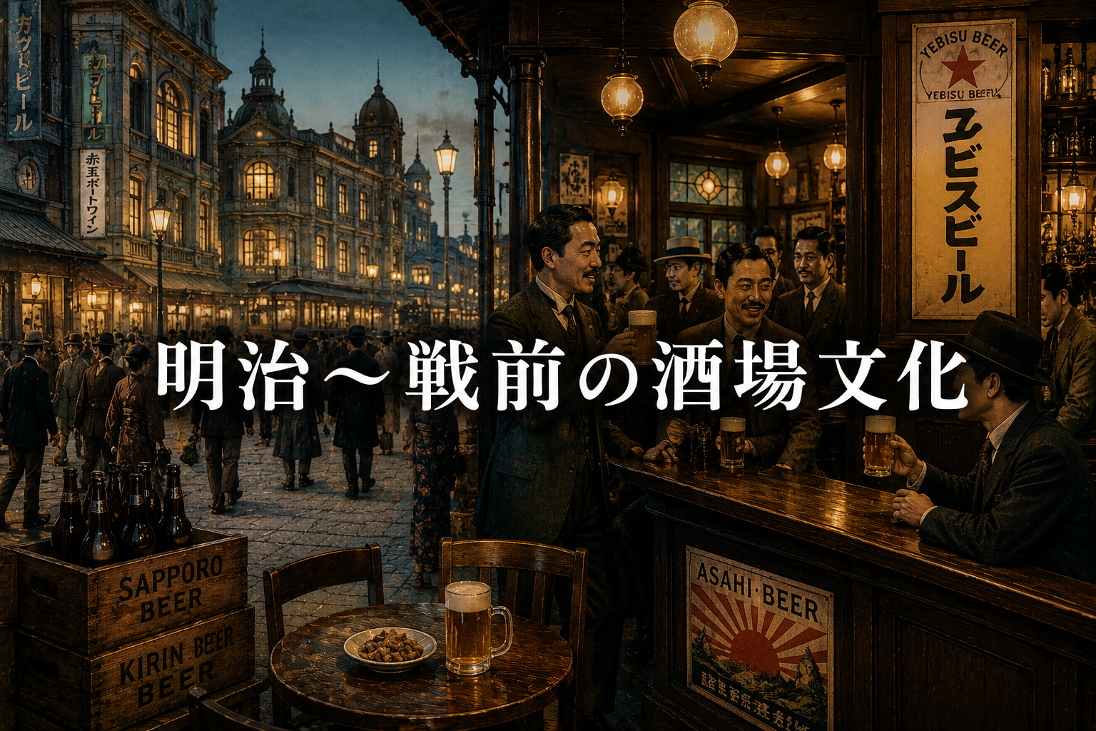 明治から戦前に広がった酒場文化とビール文化をイメージした風景