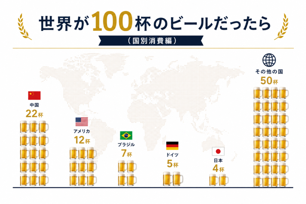世界のビール消費国別イメージ画像