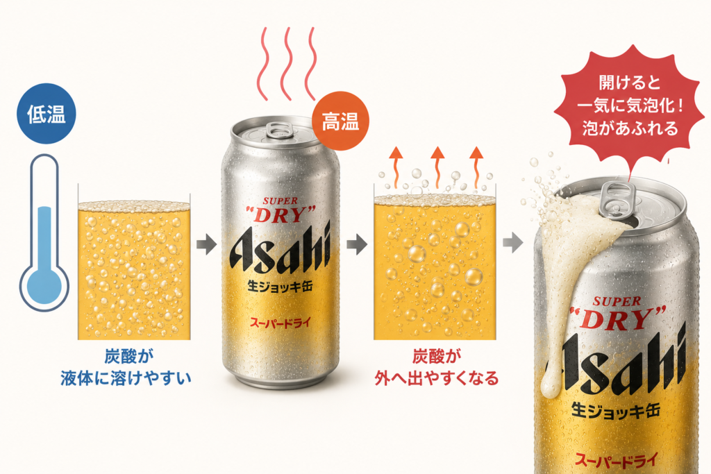 温度と炭酸の変化の図